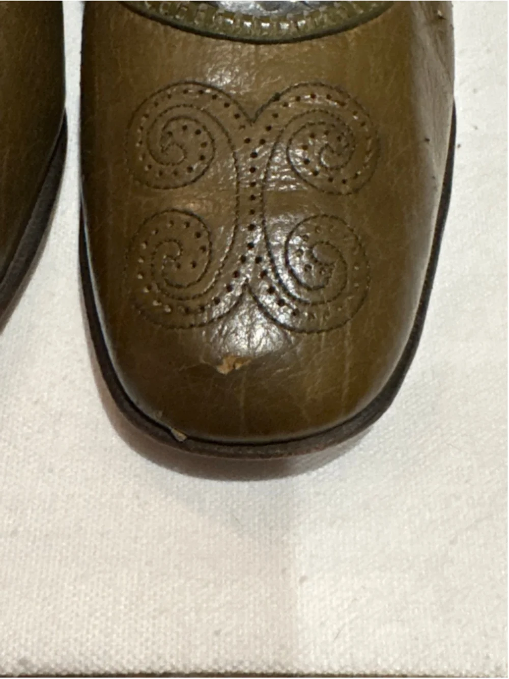 Women's Palter Olive Green Leather Heels